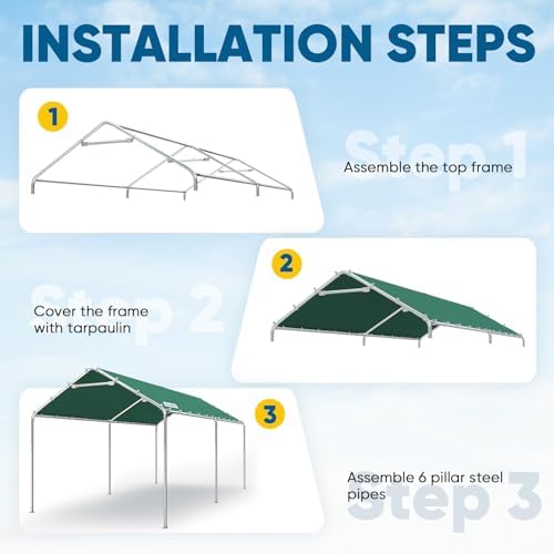 quictent 10x20 ft heavy duty carport canopy galvanized, package contents