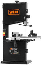 wen band saw with stand, 10-inch, 3.5-amp, two-speed shown in use