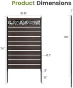 wood privacy screen, no dig outdoor fence,dark brown, close-up detail