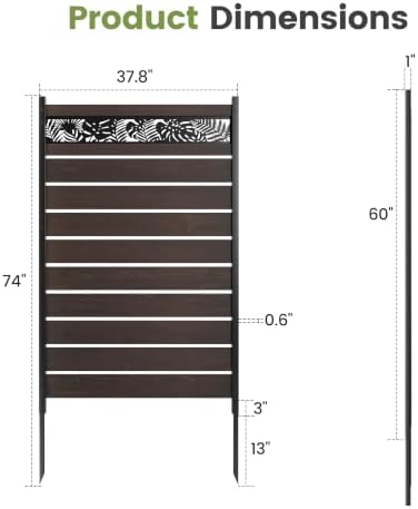 wood privacy screen, no dig outdoor fence,dark brown, close-up detail