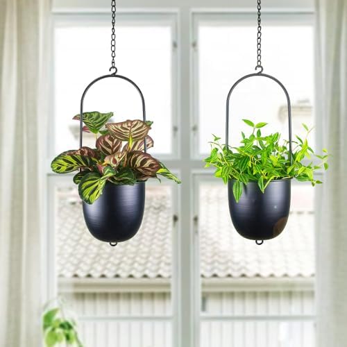 metal hanging planters set of 2 with 6 showing dimensions