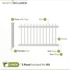zippity kensington portable event fence, white vinyl freestanding, side view