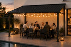 8x10 ft lean to gazebo, wall mounted hardtop, close-up detail
