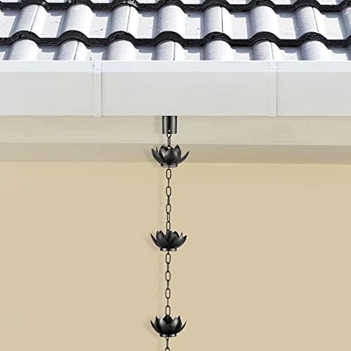 oak leaf rain chain with adapter, 8.5ft showing dimensions
