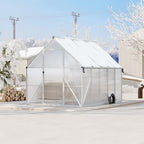 8'x10' aluminum-framed polycarbonate greenhouse, heavy duty polycarbonate greenhouse, front angle view
