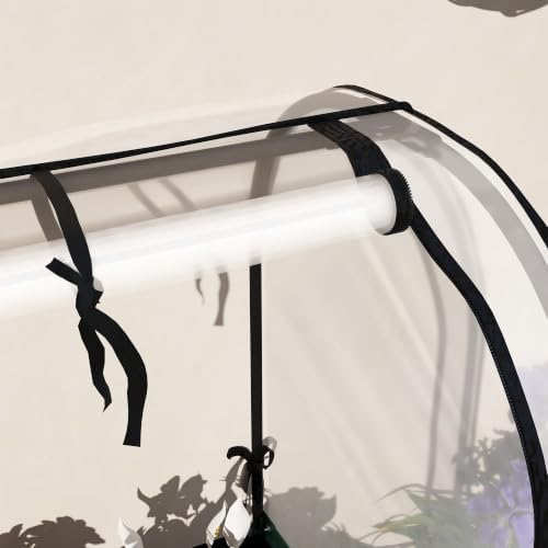 outsunny raised garden bed with cover and storage, view 9