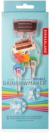 kikkerland solar powered rainbow maker – prism suncatcher, front angle view