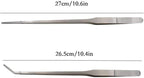 LGEGE 2pcs Long Handle Stainless Steel Straight and Curved Tweezers Nippers for Garden, Kitchen, Indoors and Outdoors