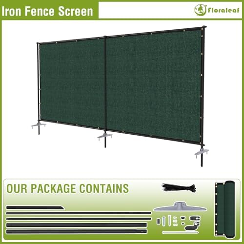6'x12' privacy fence sets with iron poles outdoor, front angle view