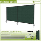 6'x12' privacy fence sets with iron poles outdoor, front angle view