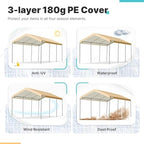 carport replacement canopy cover for car tent top, side view