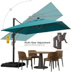 10x10ft cantilever outdoor umbrella, 360° rotating large offset, side view