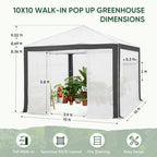 eagle peak 10x10 walk in pop up greenhouse, close-up detail