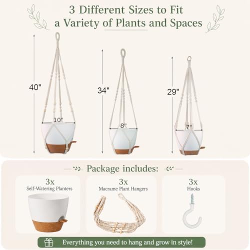 self watering hanging planters for indoor plants large shown in use