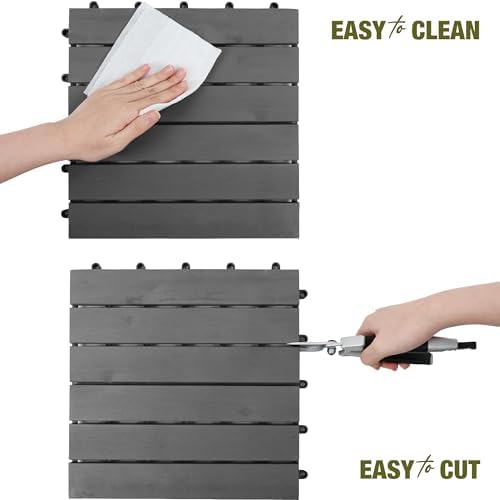 acacia interlocking deck tiles, 12in, 9pcs outdoor flooring on a desk or shelf