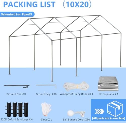 jocoevol carport 10x20 ft enclosed carport with roll-up on a desk or shelf