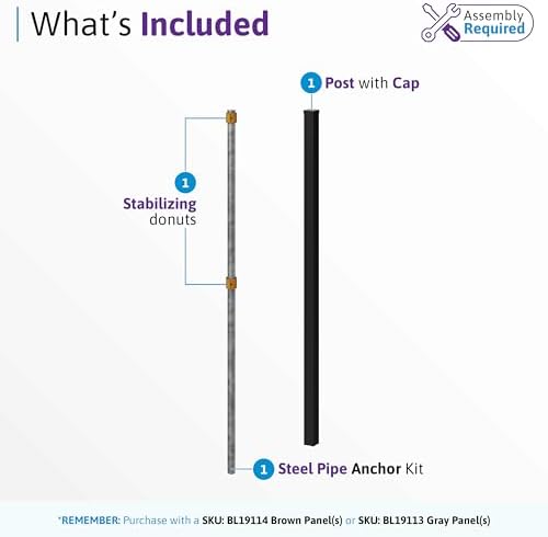 wambam 6ft aluminum post for composite fences, side view
