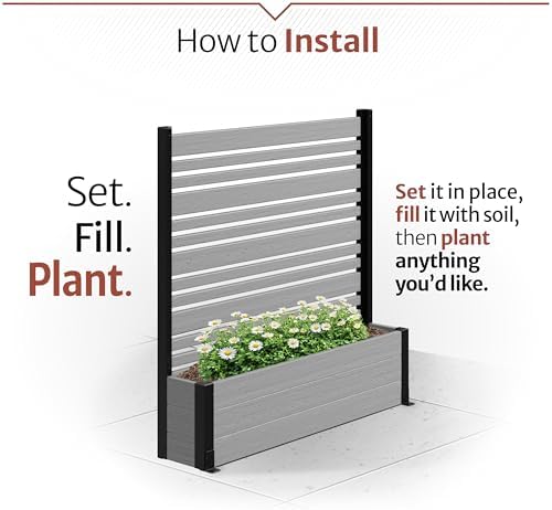 enclo 4fth florence privacy screen w/planter box, freestanding, side view