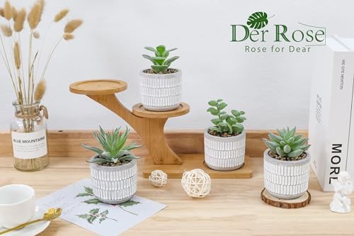 der rose 4 pack fake plants in striped, close-up detail