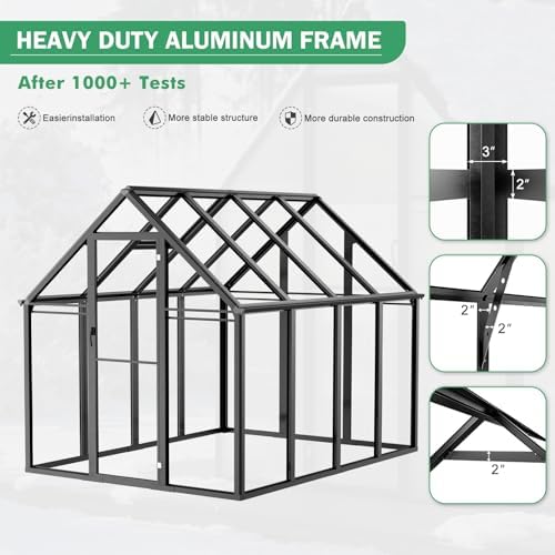 polycarbonate greenhouse kit,8x6x6 ft outsides heavy duty green, close-up detail