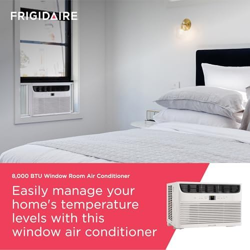 frigidaire 8,000 btu window air conditioner with remote, close-up detail
