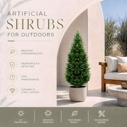 48-inch artificial cypress (2 packs) - uv-resistant artificial on a desk or shelf