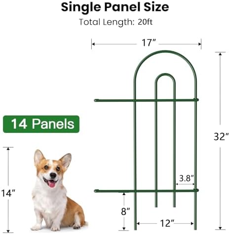 amagabeli 14 panels 32in(h)×20ft(l) decorative garden fence no, close-up detail
