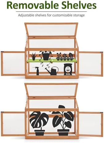 mcombo wooden cold frame garden greenhouse flower planter, package contents