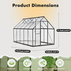 6x10ft greenhouse with thermometers, aluminum greenhouse for outdoors shown in use