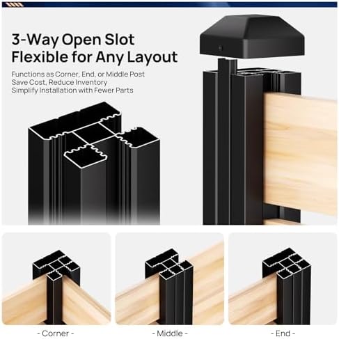 8ft inground aluminum fence posts for 6ft privacy, side view
