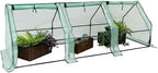 sunnydaze outdoor portable mini cloche greenhouse with 3 on a desk or shelf