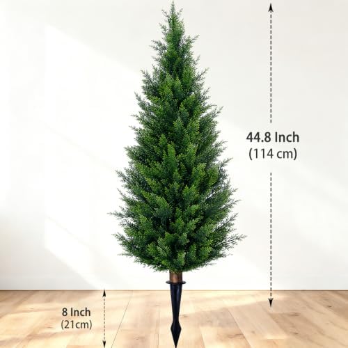 4ft artificial cedar topiary trees (2-pack) - uv shown in use