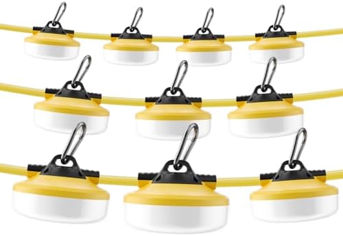 LED Construction String Lights 100FT, 10000 LM, 5000K Daylight LED String Work Lights, 100W Temporary Lighting for Job Site Outdoor Indoor, IP65 Waterproof Temporary Construction Lights, ETL Listed