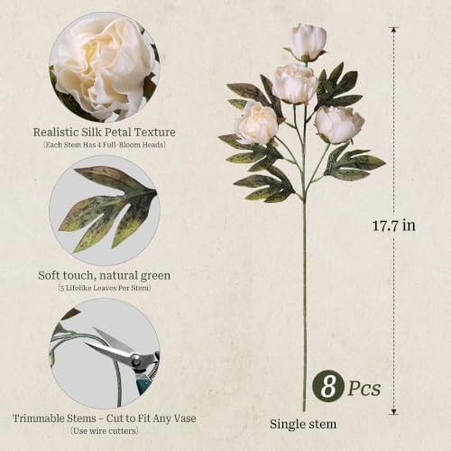 peony artificial flowers, 18" faux silk peonies for, close-up detail