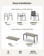 Outdoor Dining Chairs Set of 2, Aluminum Patio Armchairs, All Weather Patio Dining Furniture for Backyard, Deck, Poolside (Gray)