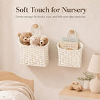 coeusy set of 2 wicker wall basket, paper, close-up detail