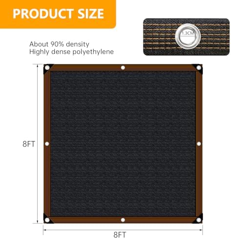 shade-cloth 85-90% for garden plants 8x8 ft, black, package contents