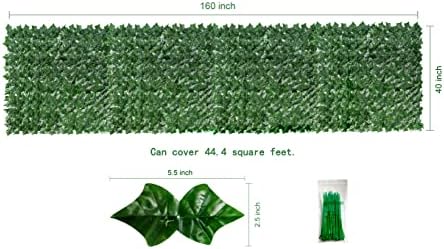 bybeton 40"x160"(44sqft) ivy privacy screen uv-anti fade-proof fence, close-up detail