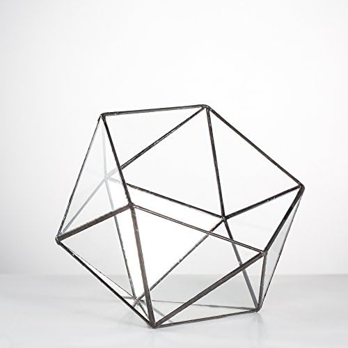 ncyp opened geometric glass terrarium, 6.69" bowl shape, side view