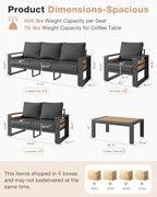 aoxun aluminum patio furniture set, 5 piece luxury on a desk or shelf
