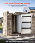 vevor outdoor kitchen drawers 14.7"w x 25.4"h x, front angle view