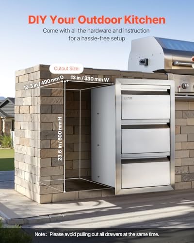 vevor outdoor kitchen drawers 14.7"w x 25.4"h x, front angle view