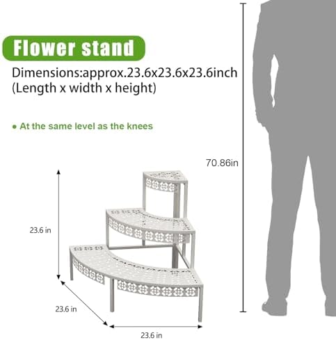 aboxoo 3-tier metal plant stand, stair-step corner shelf shown in use