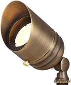 VOLT 12V Fat Boy Outdoor Spotlight (Bronze) & 5W 3000K MR16 LED Bulb | Solid Brass, 400 Lumens of Modern White Light, Low Voltage, Ideal for Uplighting of Yard, Garden, Trees & House