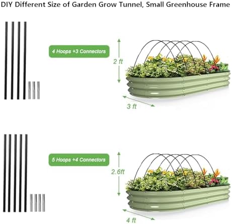 garden hoops grow tunnel, 12 sets of 7ft, side view