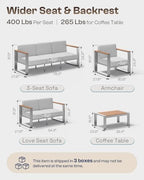 aluminum patio furniture set, 5 seats outdoor patio on a desk or shelf