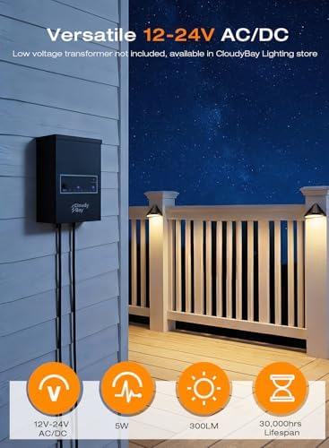 cloudy bay [8 pack] led deck lights low, close-up detail