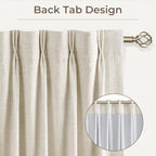 capaloca natural pinch pleated 100% blackout curtains 90, close-up detail