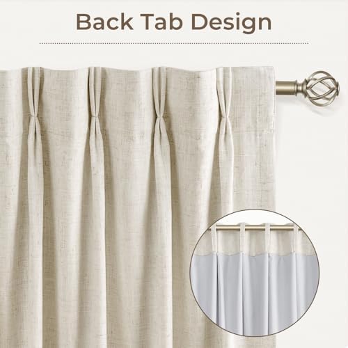 capaloca natural pinch pleated 100% blackout curtains 90, close-up detail