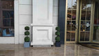 38''t artificial boxwood topiary triple ball outdoor potted, side view